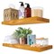Sorbus Wood Floating Shelves for Wall - 16” Solid Wood Wall Shelves for Bathroom Decor, Books, Bedroom & Living Room - Set of 2 Black Wall Mounted Kitchen Shelves - Durable 100% Premium Solid Pine